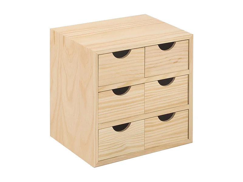 Mini Aufbewahrungsblock aus roher Kiefer mit Schubladen 6 Schubladen M2