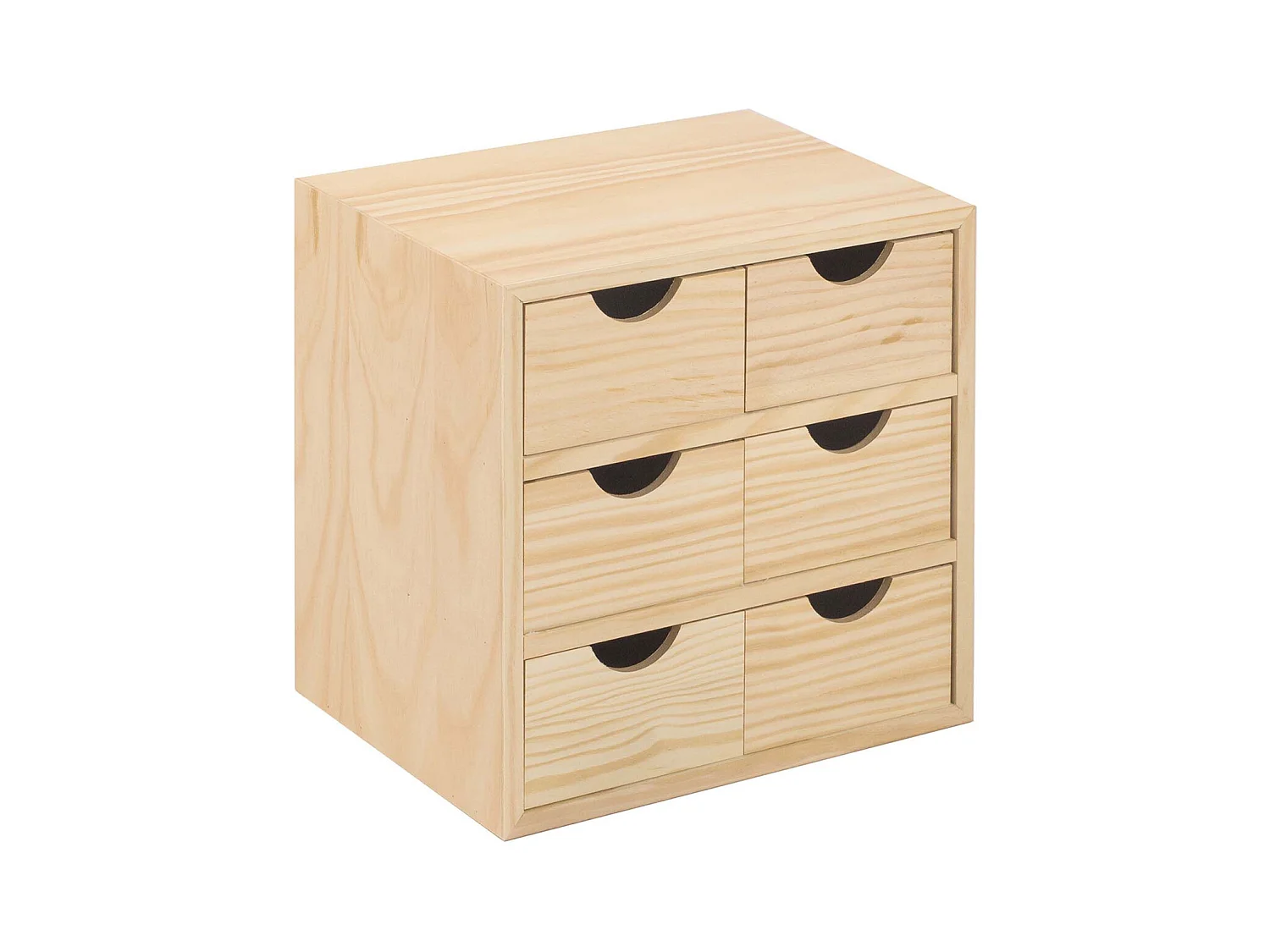 Mini rangement bloc en pin brut avec tiroirs 6 tiroirs M2