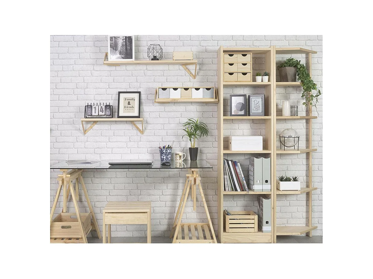 Mini rangement bloc en pin brut avec tiroirs 6 tiroirs M2