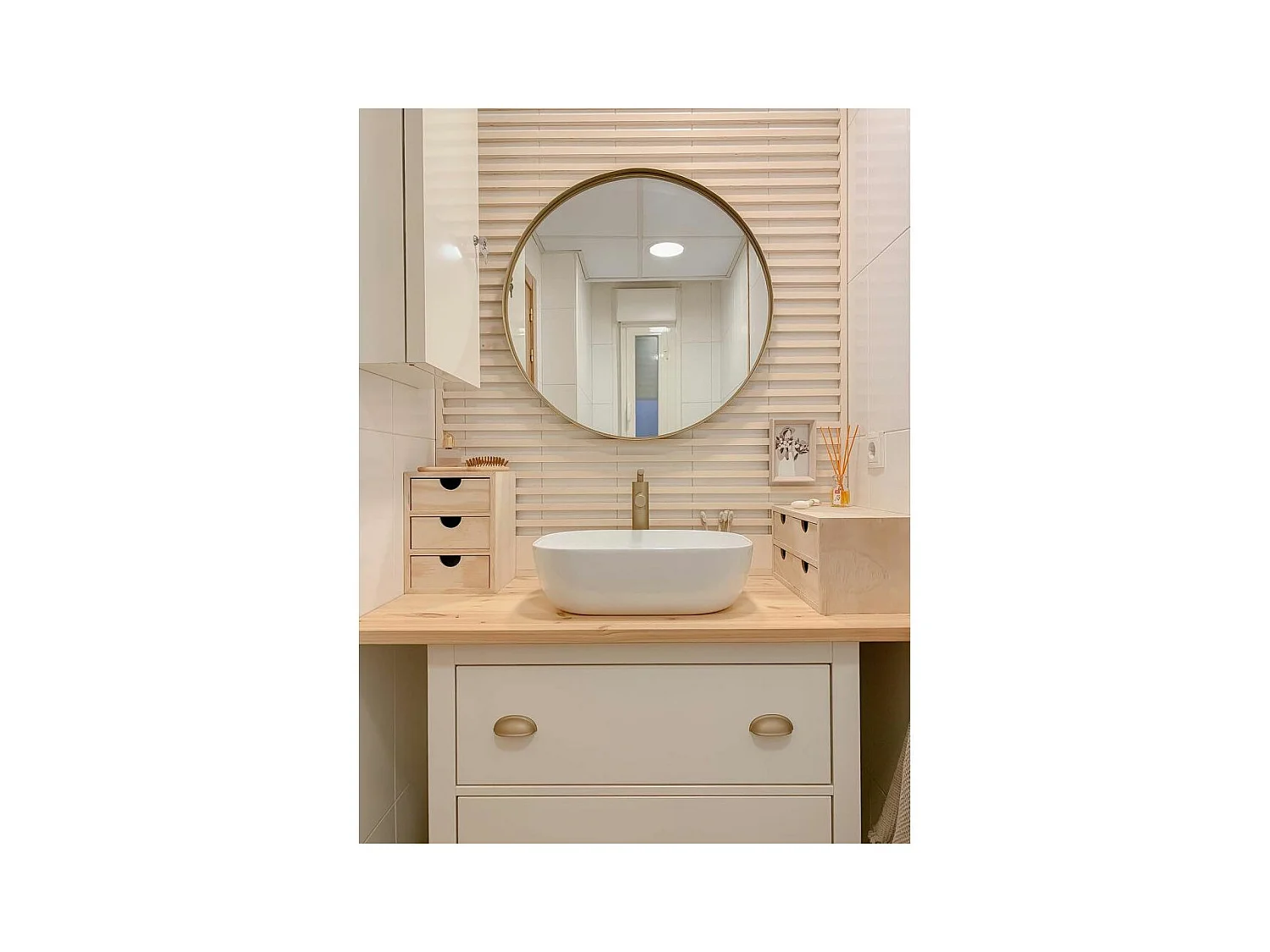 Mini rangement bloc en pin brut avec tiroirs 6 tiroirs M2