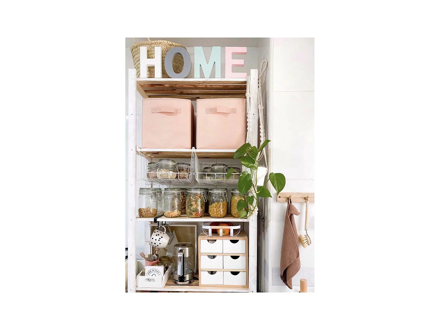 Mini rangement bloc en pin brut avec tiroirs 6 tiroirs M2