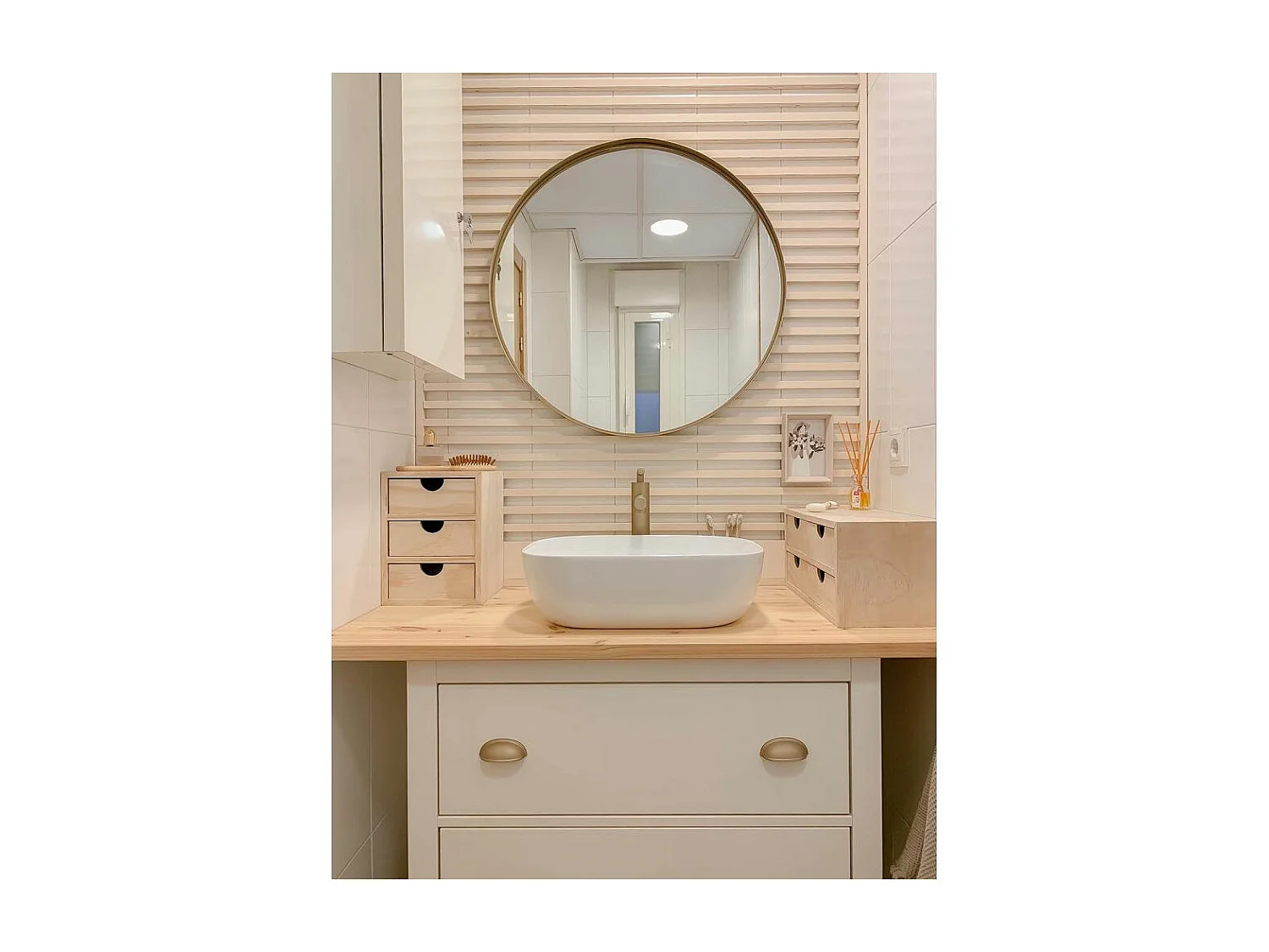 Mini rangement bloc en pin brut avec tiroirs 6 tiroirs M2