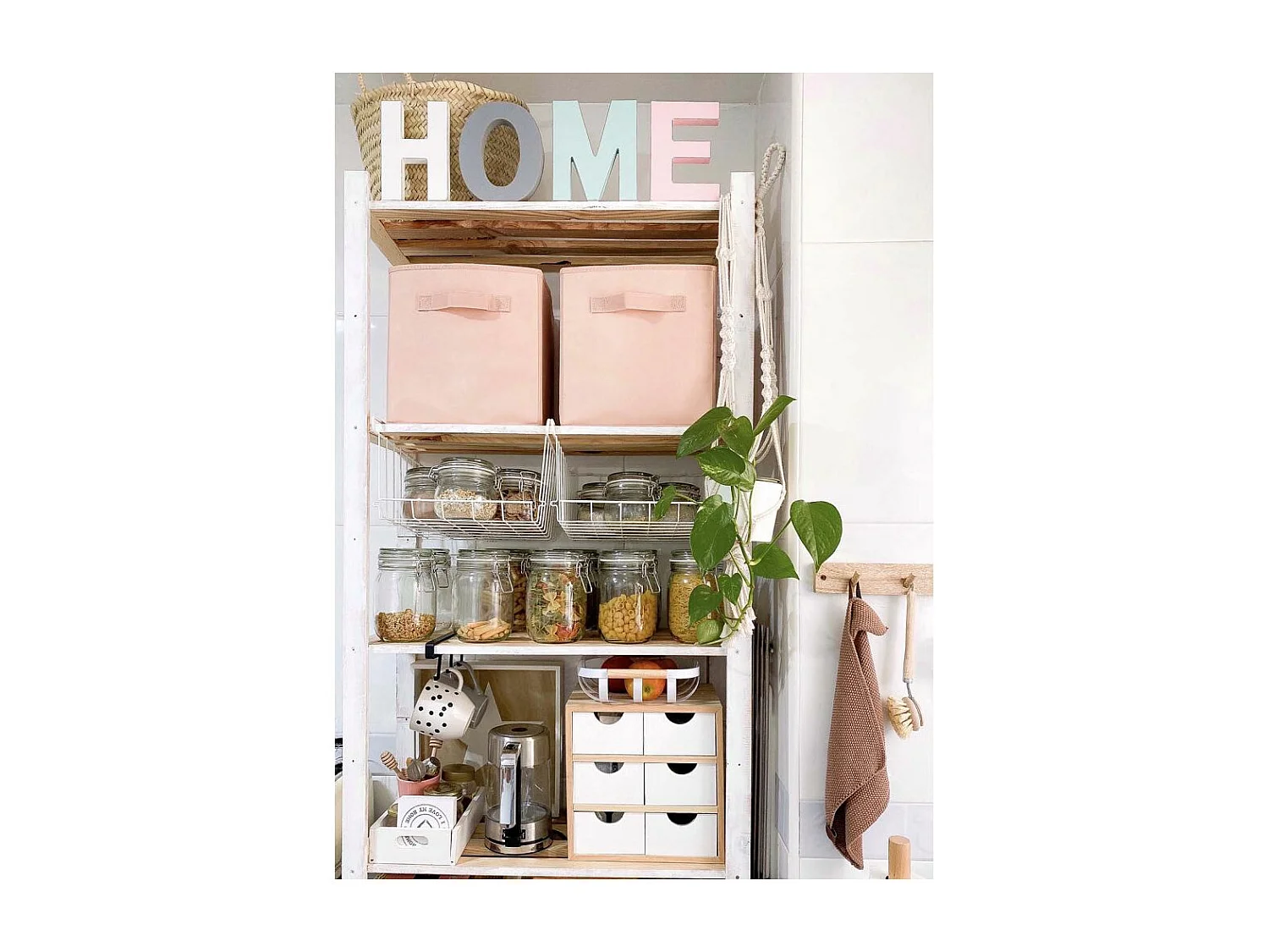 Mini rangement bloc en pin brut avec tiroirs 6 tiroirs M2