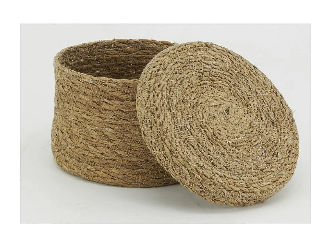 Boites rondes en jonc naturel (Lot de 3)