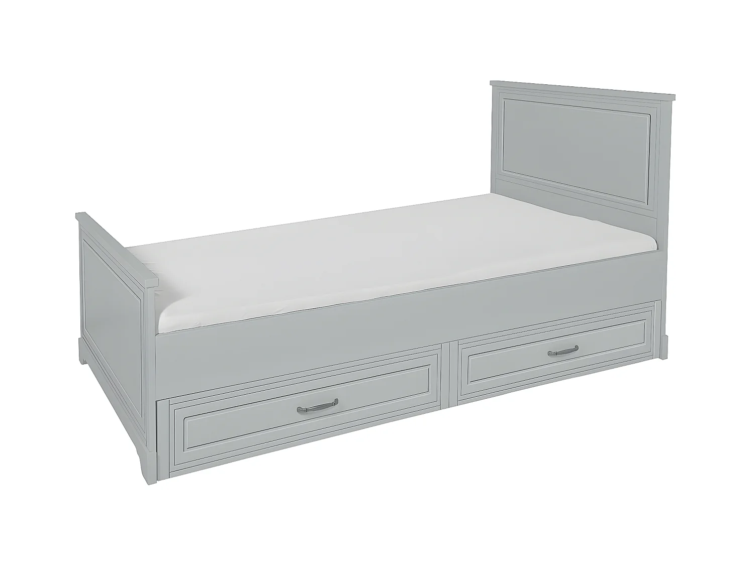 Lit 90x200 sommier et tiroir inclus Melody Gris