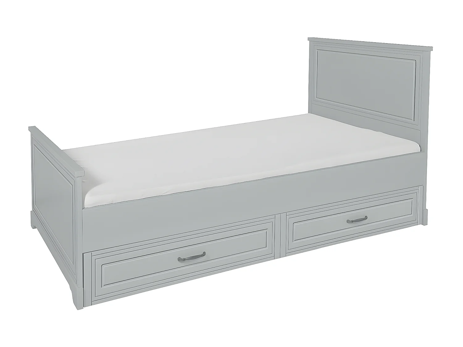 Lit 90x200 sommier et tiroir inclus Melody Gris