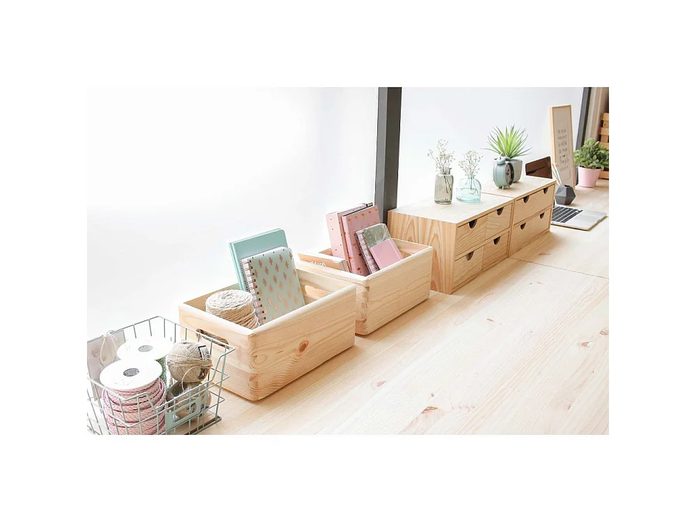 Caisse en bois de rangement 60 x 40 x 23 cm