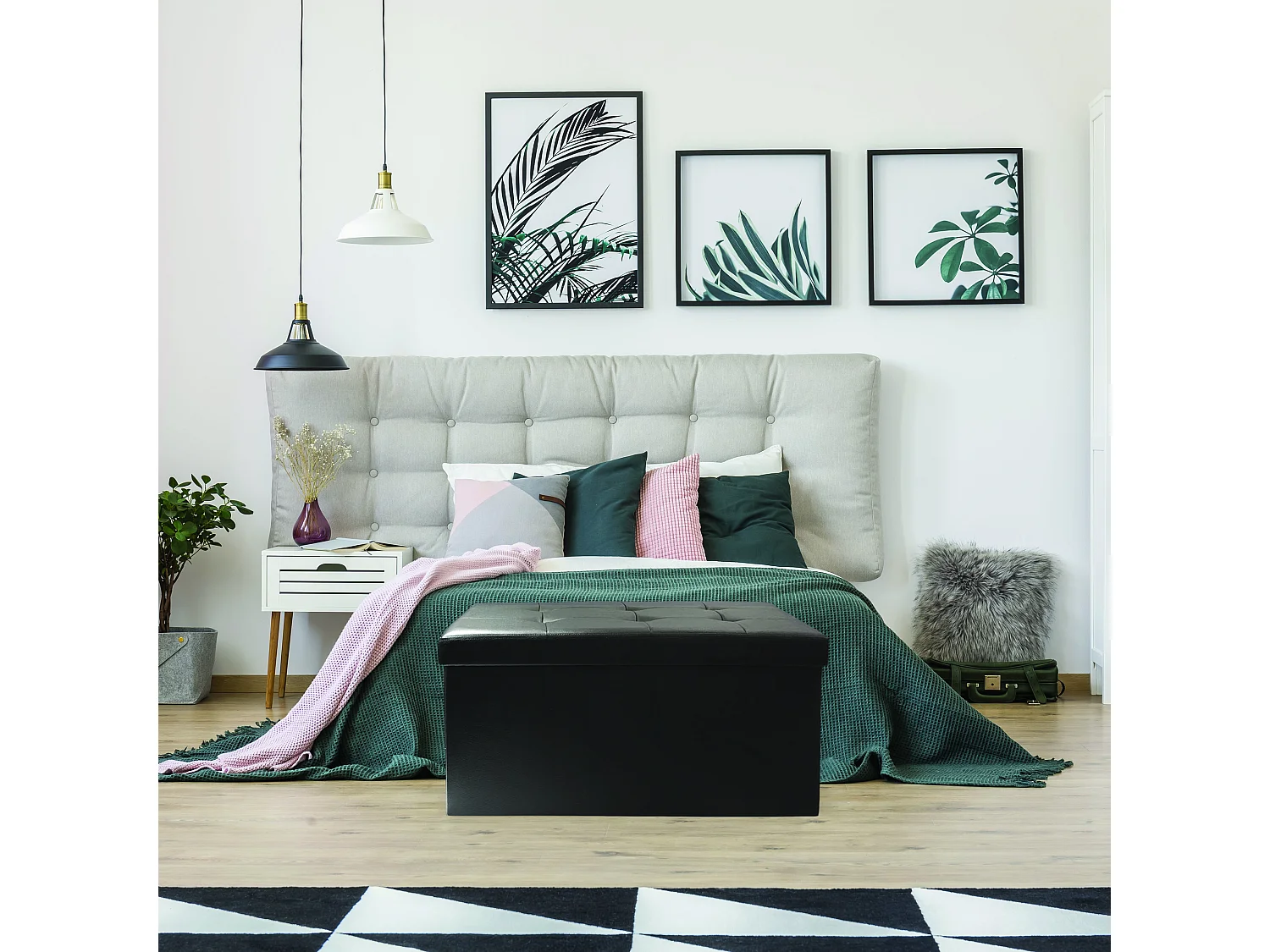 Coffre Banc Pliable Pu Noir Noir