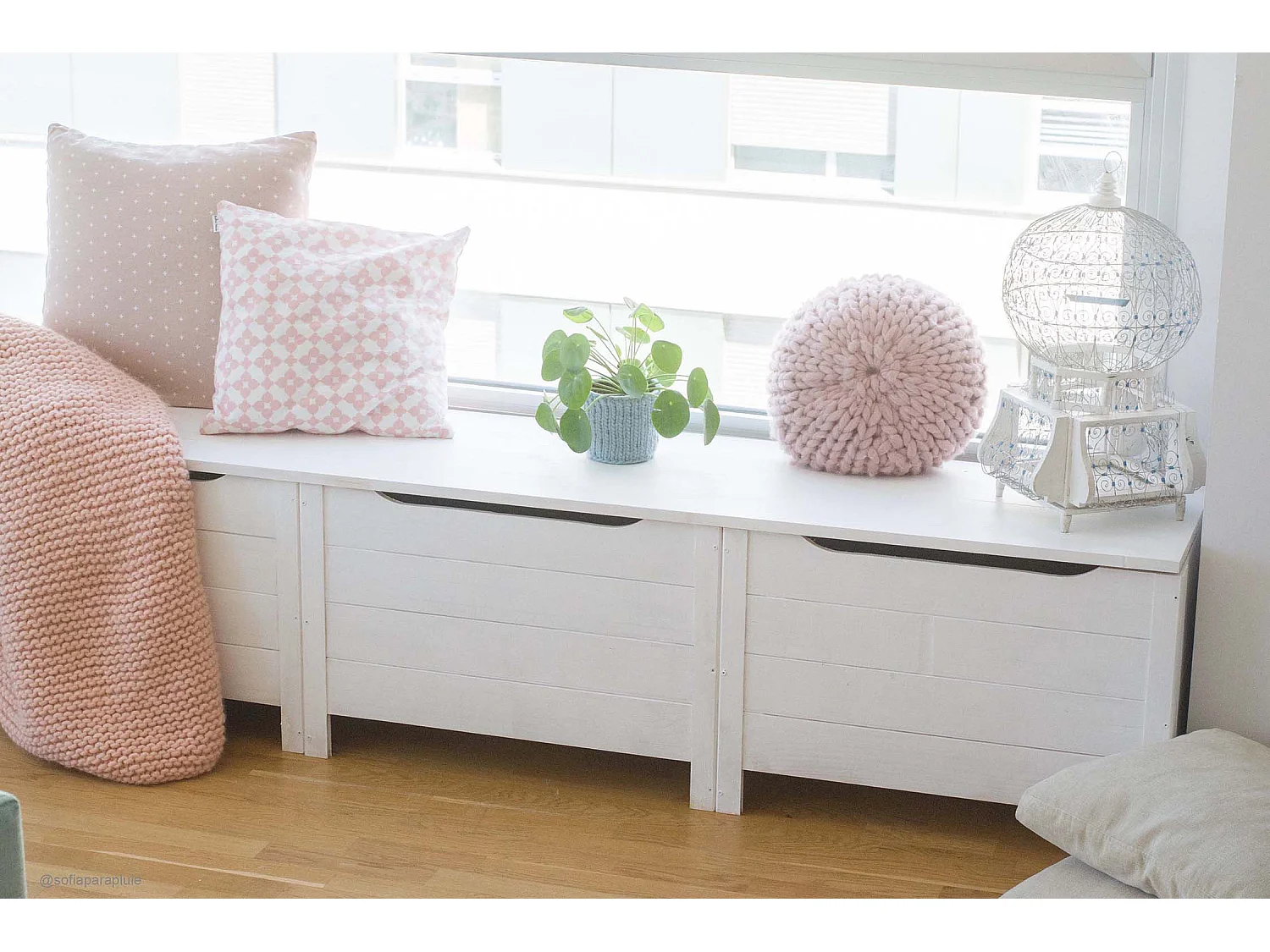 Coffre de rangement en pin 85L