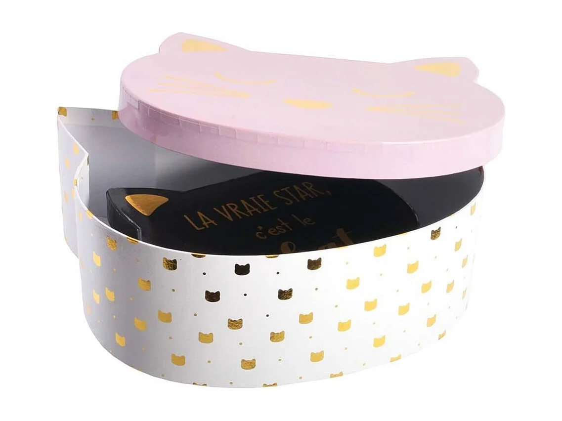 Lot de 2 Boîtes de Rangement "Chat" 25cm Rose