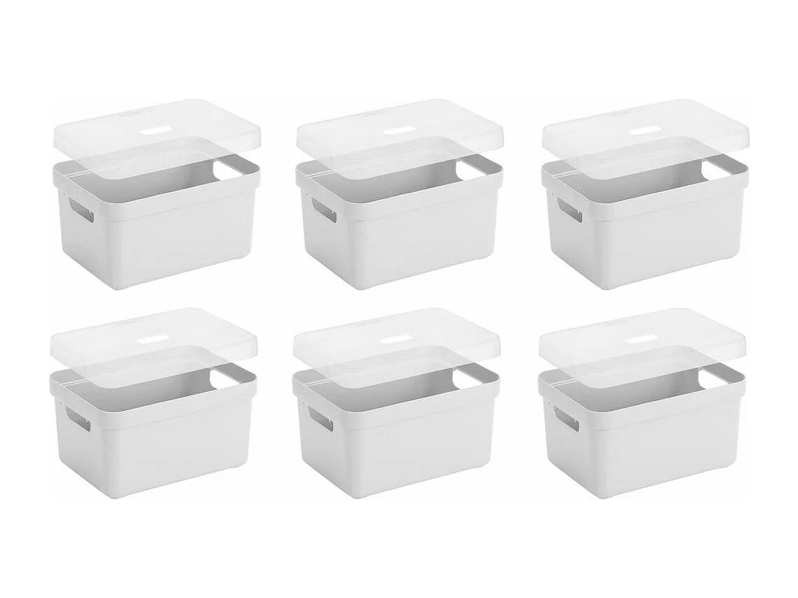 Boite de rangement avec couvercle transparent  Sigma Home Box 13 L (Lot de 6)