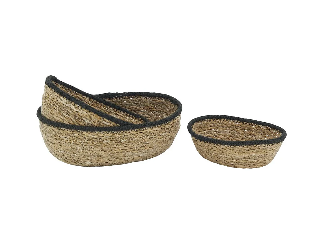 Corbeilles basses en jonc naturel (Lot de 3)