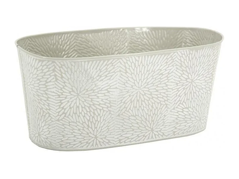 Corbeille ovale en métal laqué motif floral 29 x 15 x 13 cm