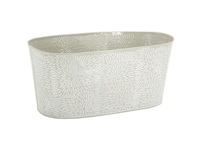 Corbeille ovale en métal laqué motif floral 29 x 15 x 13 cm