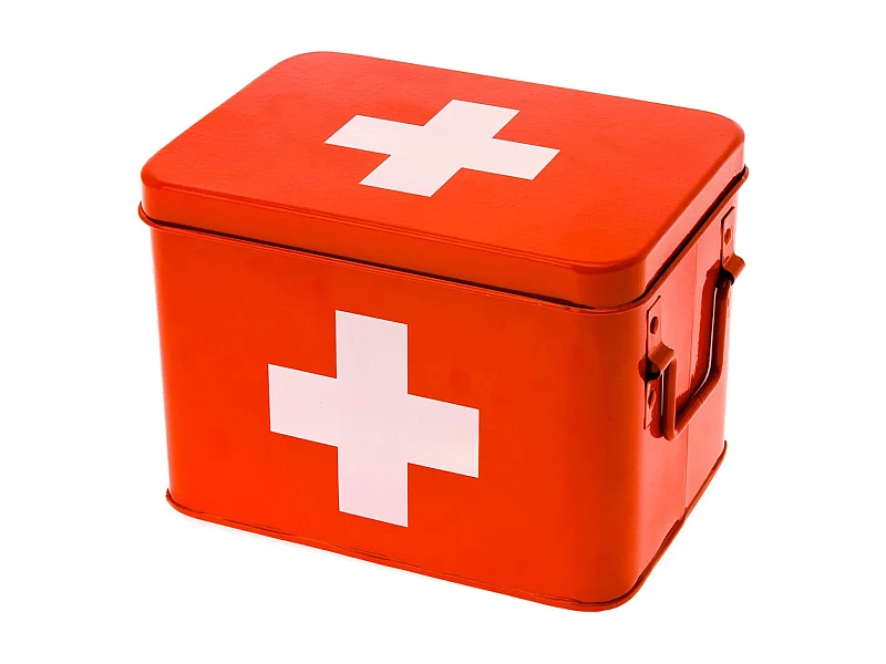 Metall-Apothekenbox Cross 21.5 x 15.5 x 16 cm