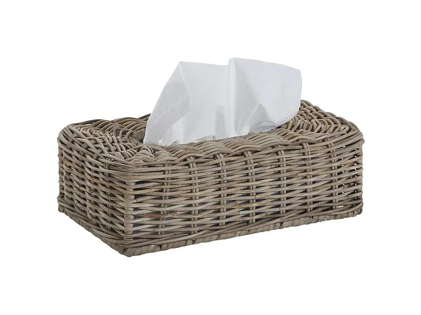 Boite à mouchoirs ancienne en rotin