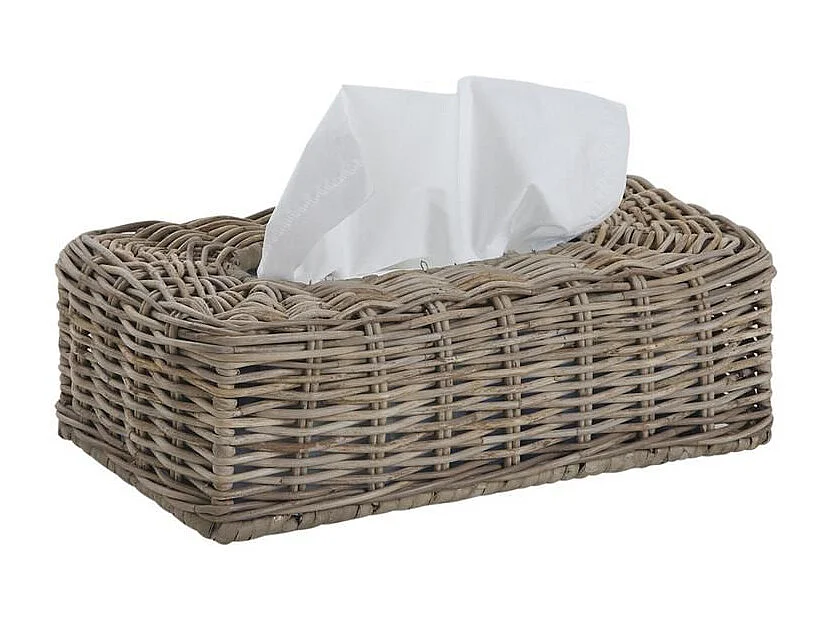 Boite à mouchoirs ancienne en rotin