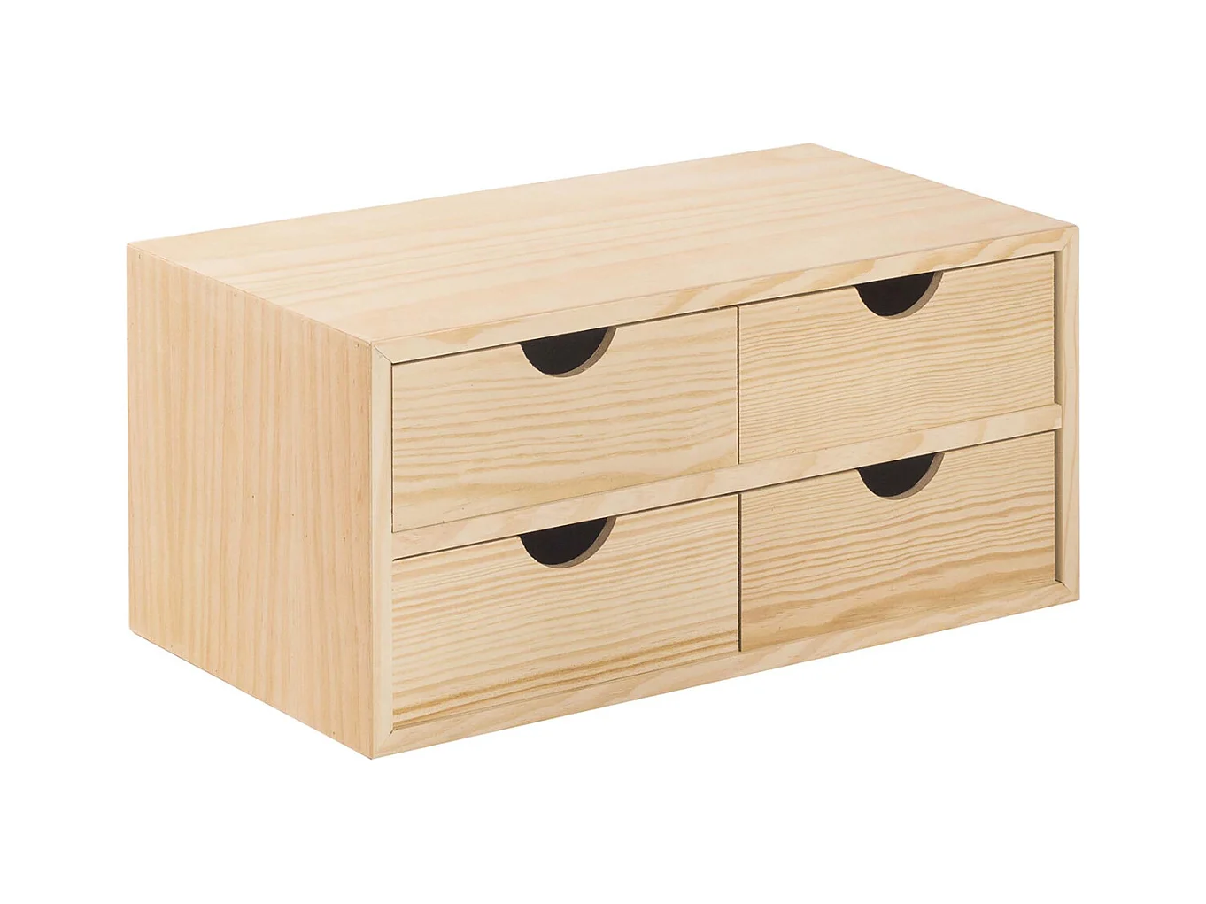 Mini rangement bloc en pin brut avec tiroirs 4 tiroirs