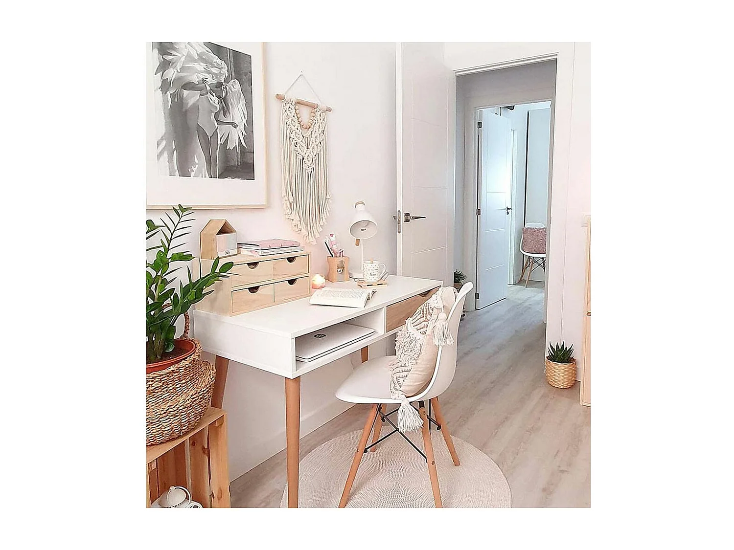 Mini rangement bloc en pin brut avec tiroirs 4 tiroirs