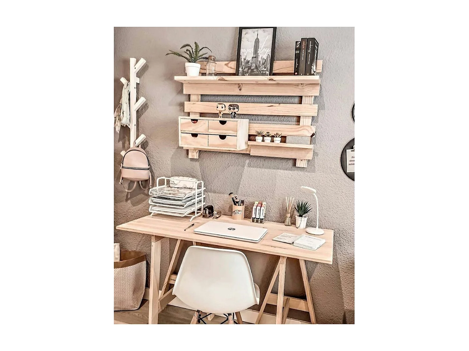 Mini rangement bloc en pin brut avec tiroirs 4 tiroirs