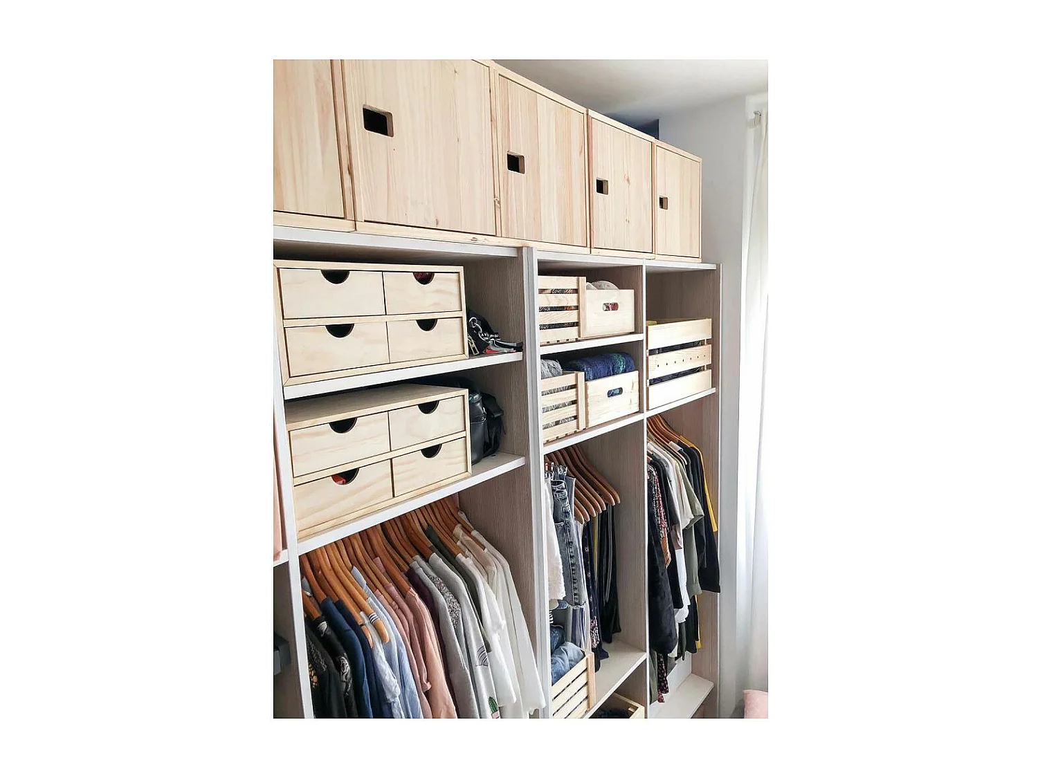 Mini rangement bloc en pin brut avec tiroirs 4 tiroirs