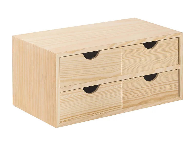 Mini rangement bloc en pin brut avec tiroirs 4 tiroirs