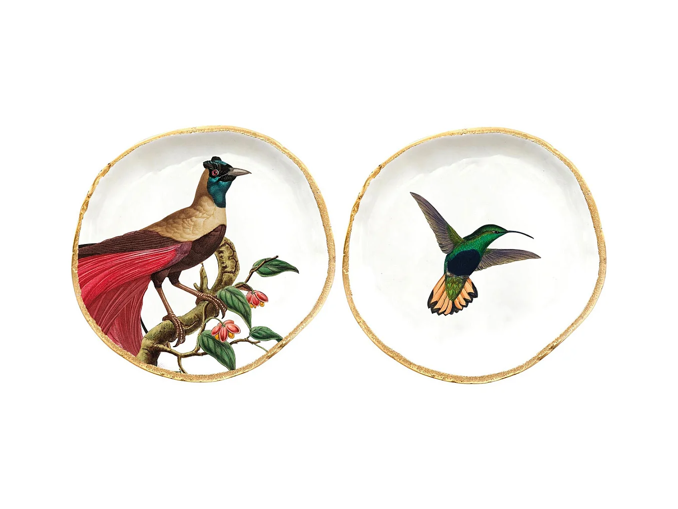 Bandeja metálica Aves del Paraíso 15 cm (Juego de 2)