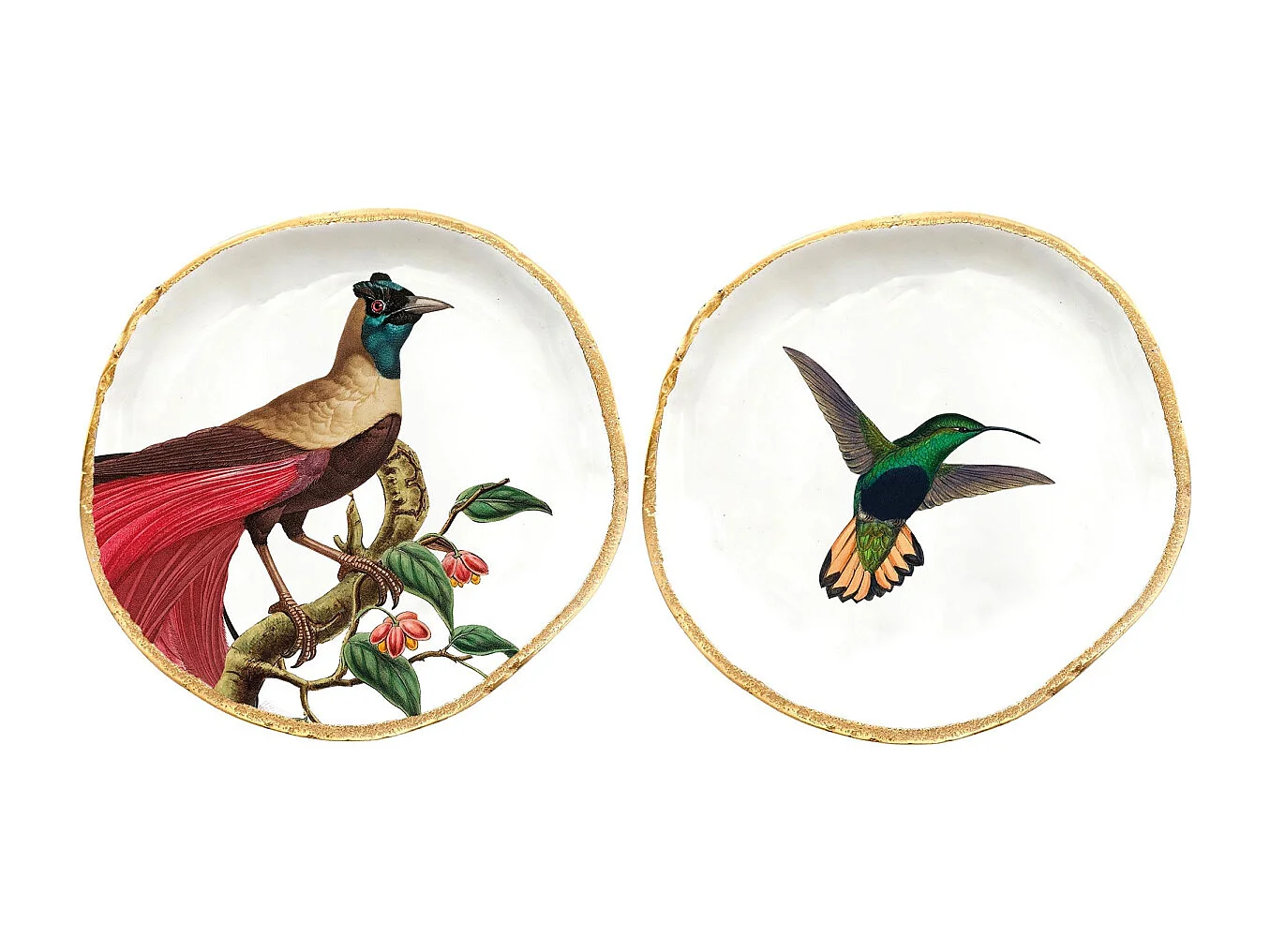 Vassoio in metallo Uccelli del Paradiso 15 cm (Set di 2)