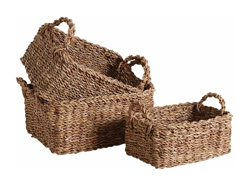 Corbeilles de rangement en jonc de mer tressé (Lot de 3)