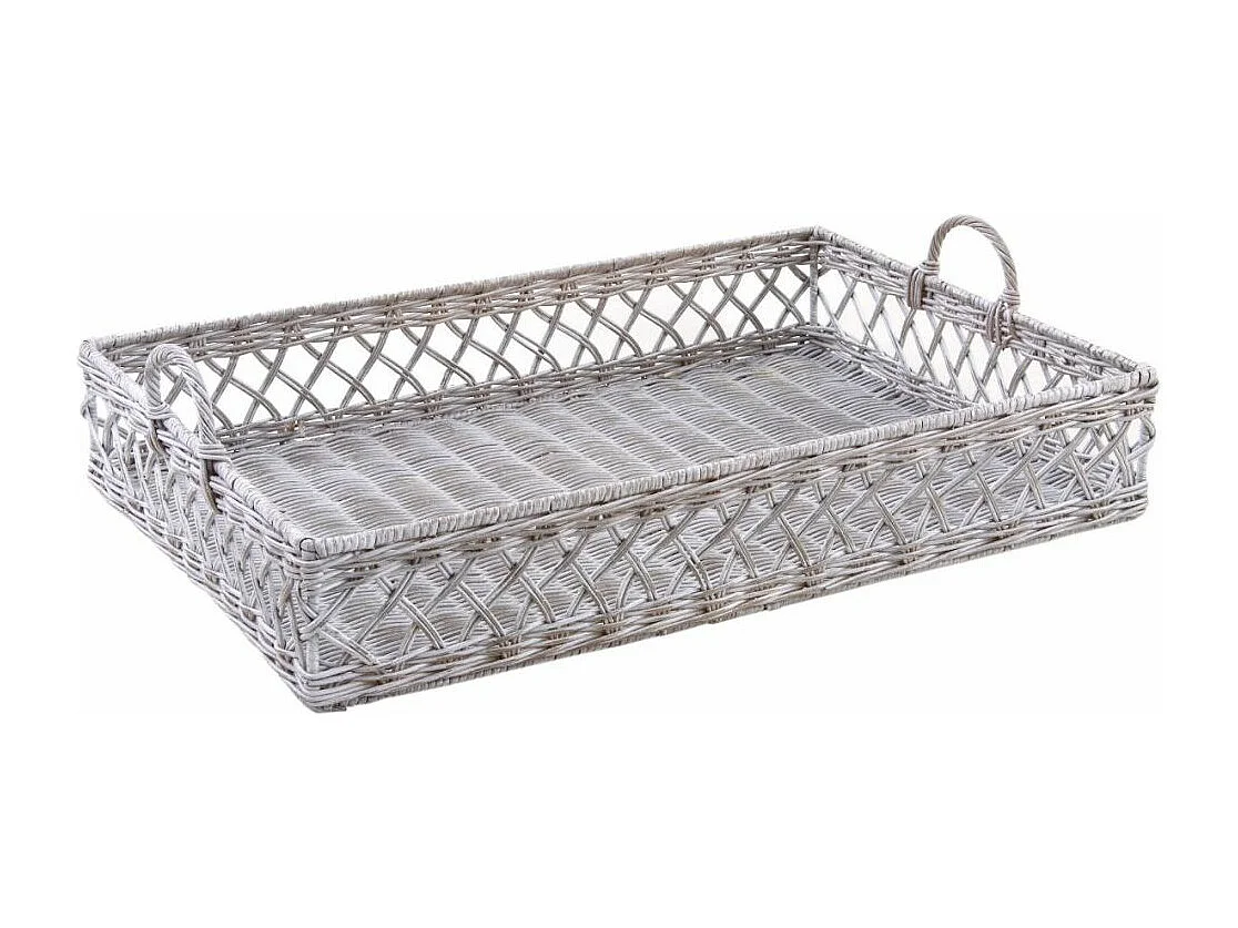 Corbeilles rectangulaires en rotin blanchi (Lot de 2)