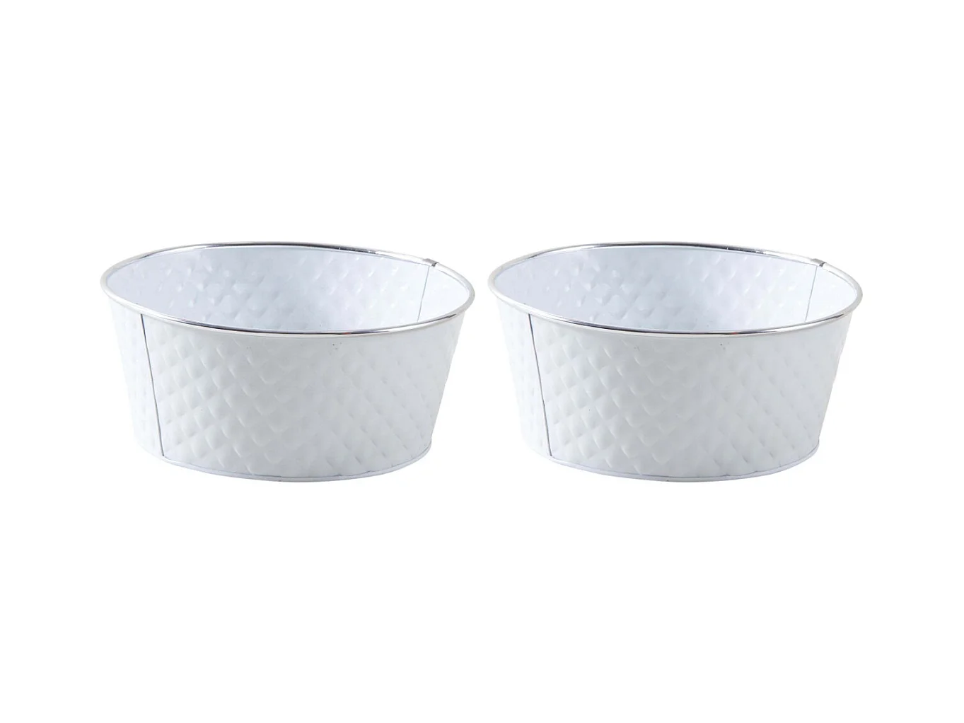Corbeille ronde en métal laqué blanc (Lot de 2)