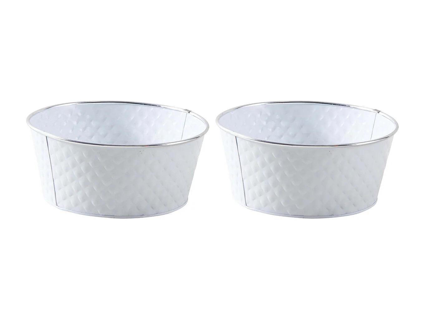 Corbeille ronde en métal laqué blanc (Lot de 2)
