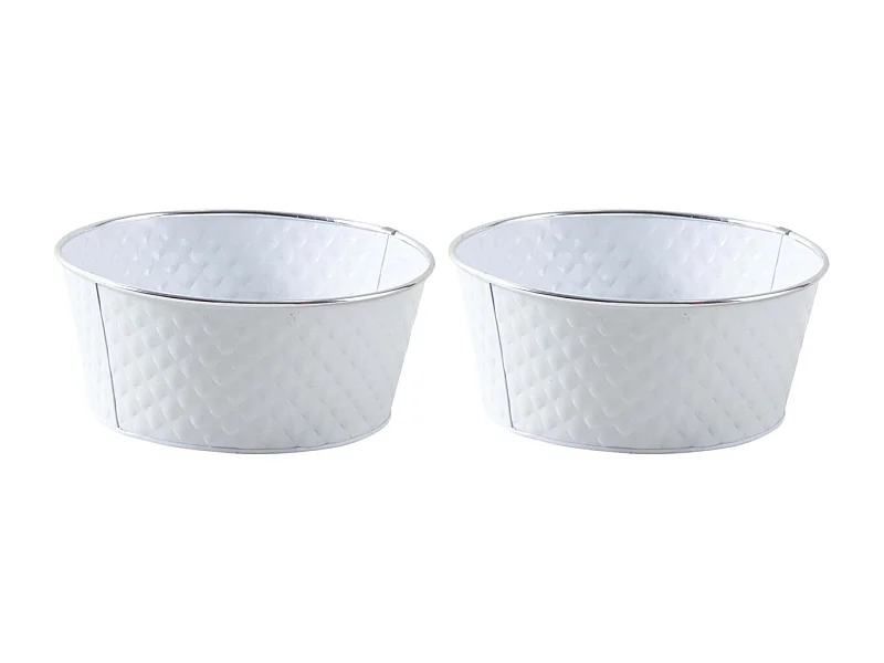 Corbeille ronde en métal laqué blanc (Lot de 2)