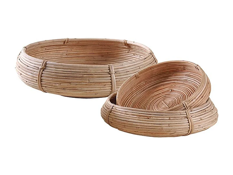 Corbeille ronde en rotin (Lot de 3)