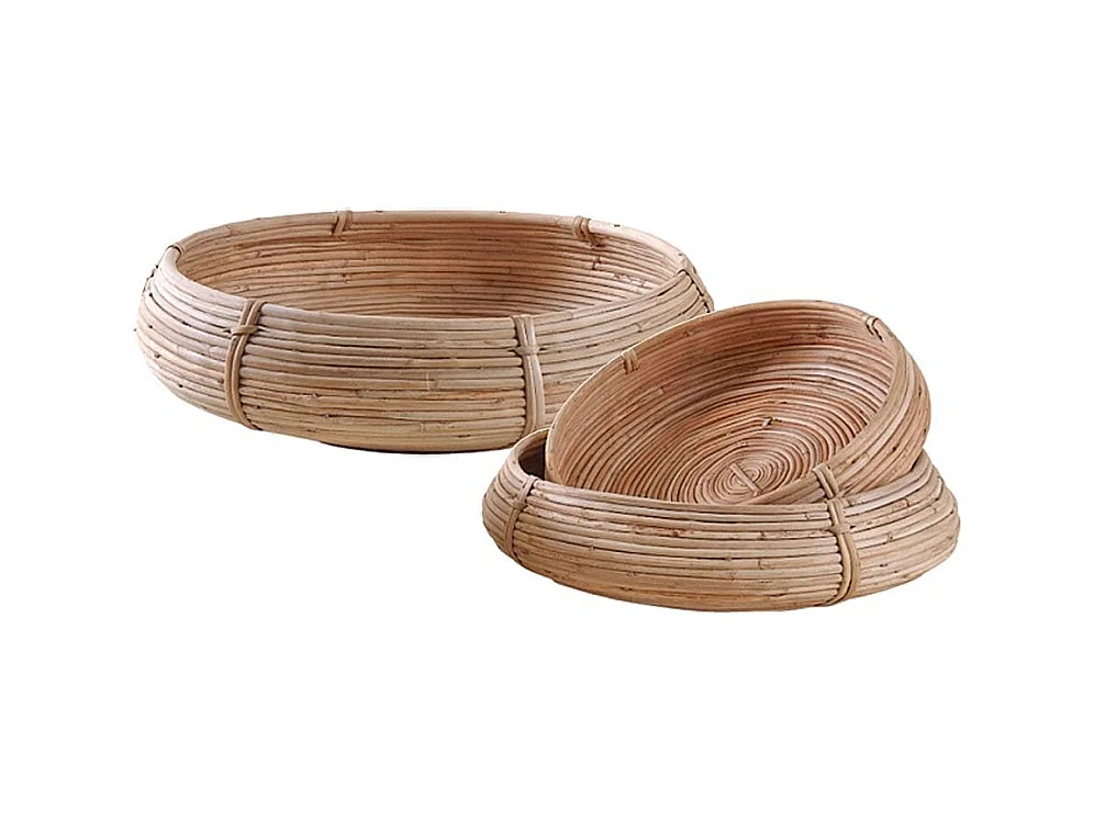 Corbeille ronde en rotin (Lot de 3)