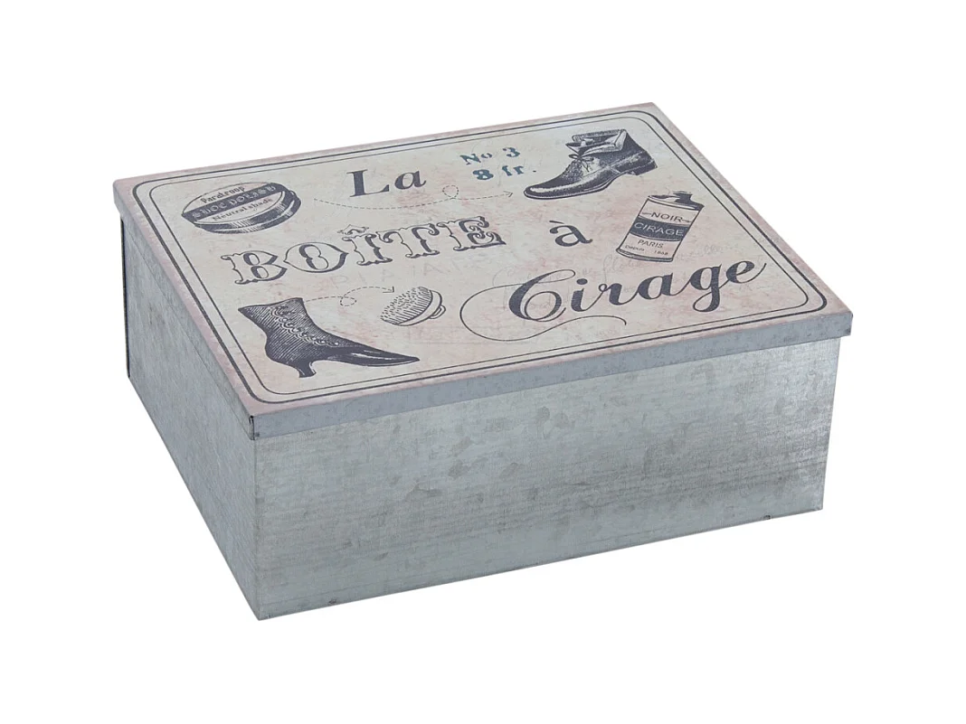 Boites vintage en métal galvanisé Boîte à cirage (Lot de 2)