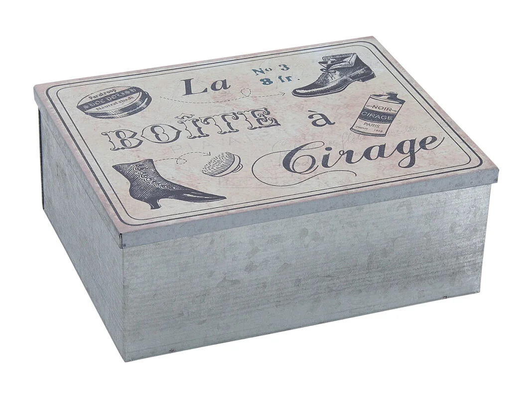 Boites vintage en métal galvanisé Boîte à cirage (Lot de 2)