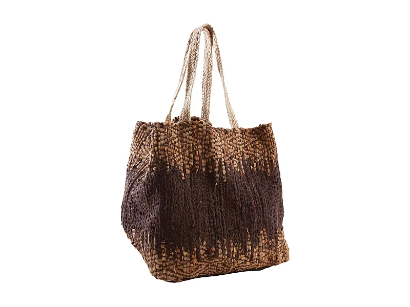 Sac de rangement en jute et cuir