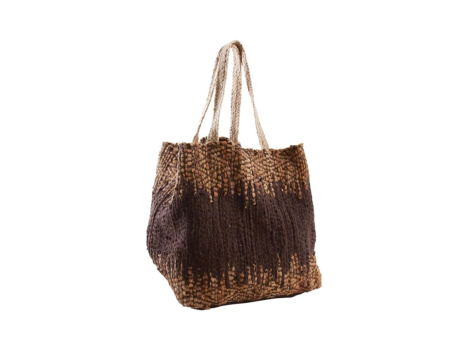 Sac de rangement en jute et cuir