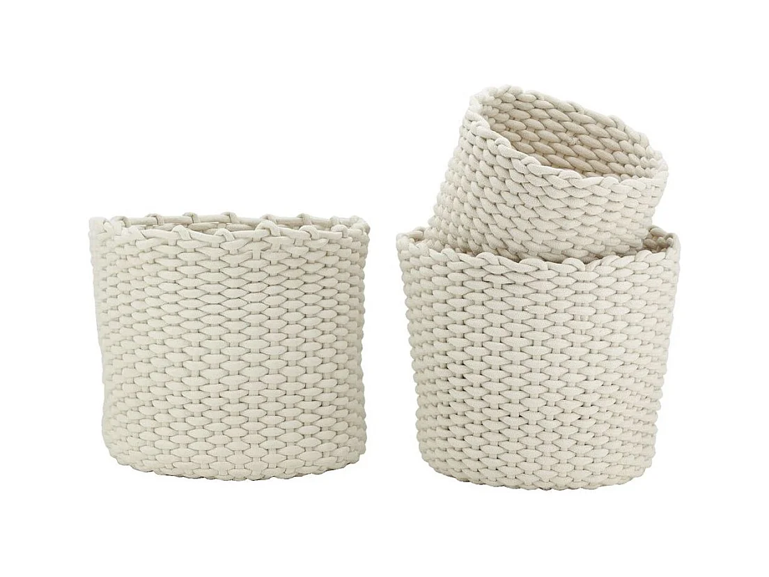 Corbeilles rondes en corde de coton écru (Lot de 3)