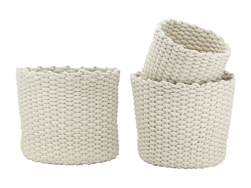 Corbeilles rondes en corde de coton écru (Lot de 3)