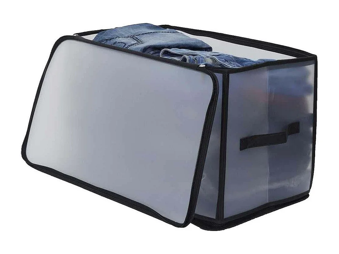 Boite De Rangement Transparente 52x30x30cm Transparent, Noir