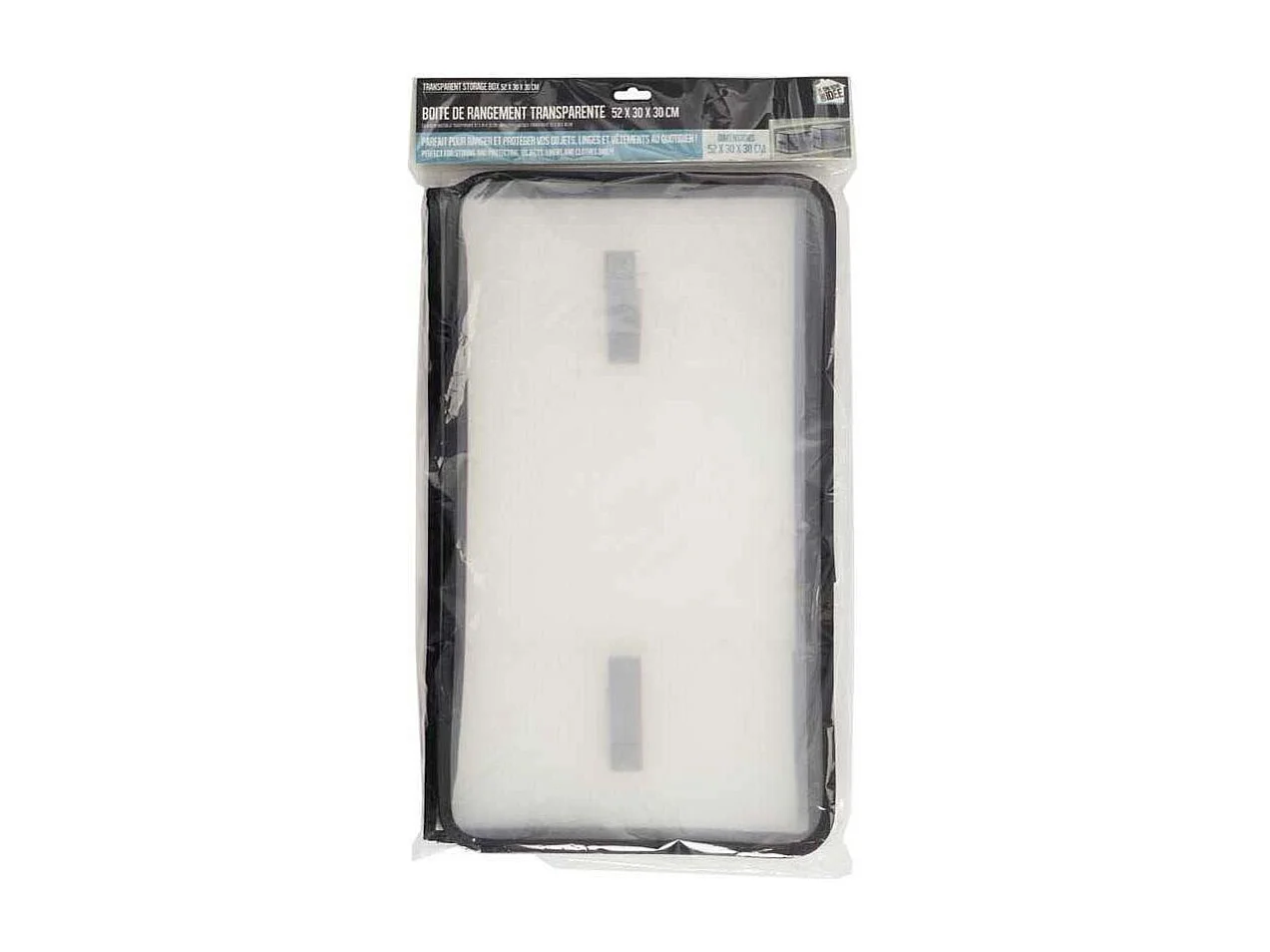 Boite De Rangement Transparente 52x30x30cm Transparent, Noir