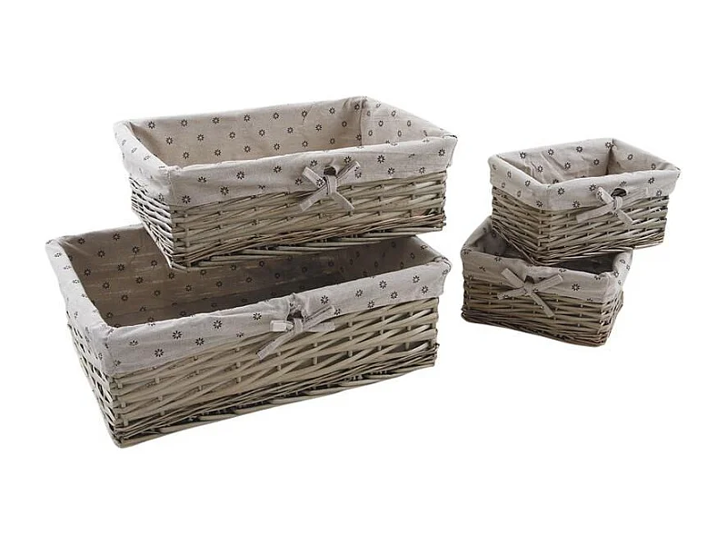 Corbeille rangement avec doublure tissu (Lot de 4)