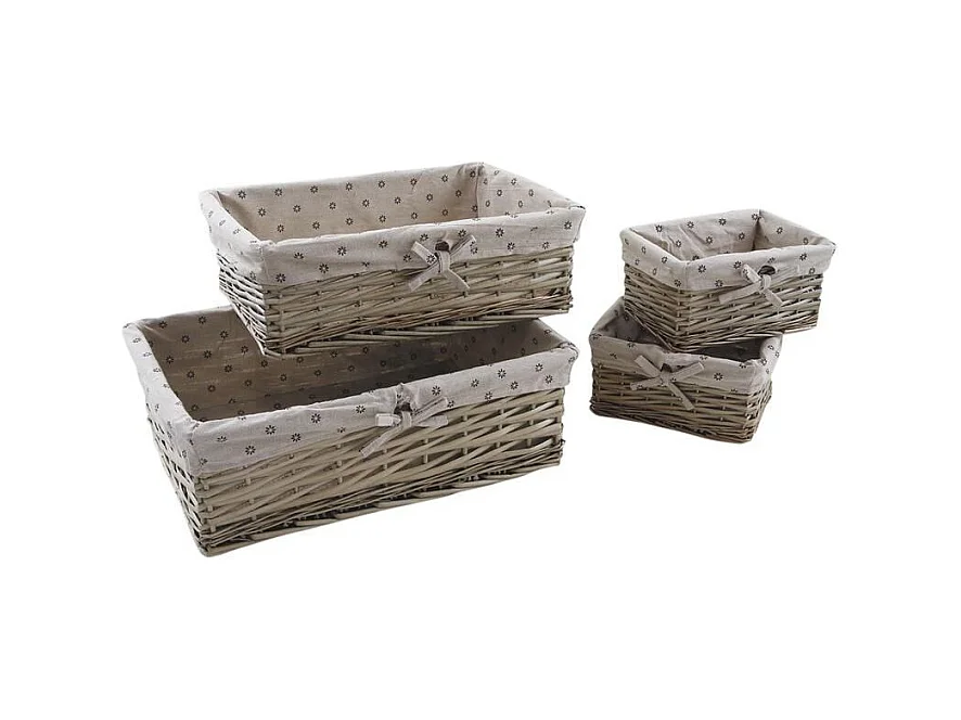 Corbeille rangement avec doublure tissu (Lot de 4)