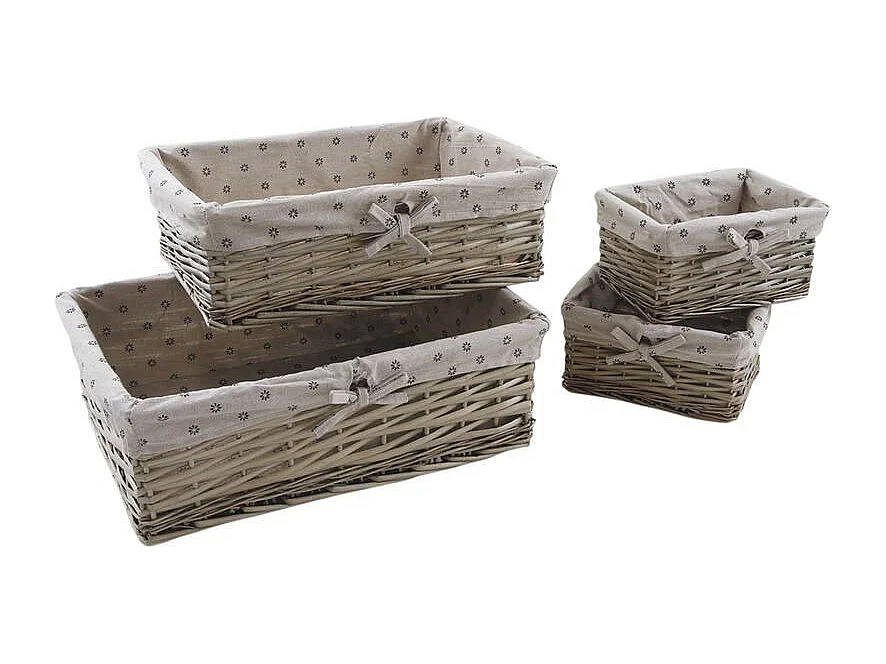 Corbeille rangement avec doublure tissu (Lot de 4)