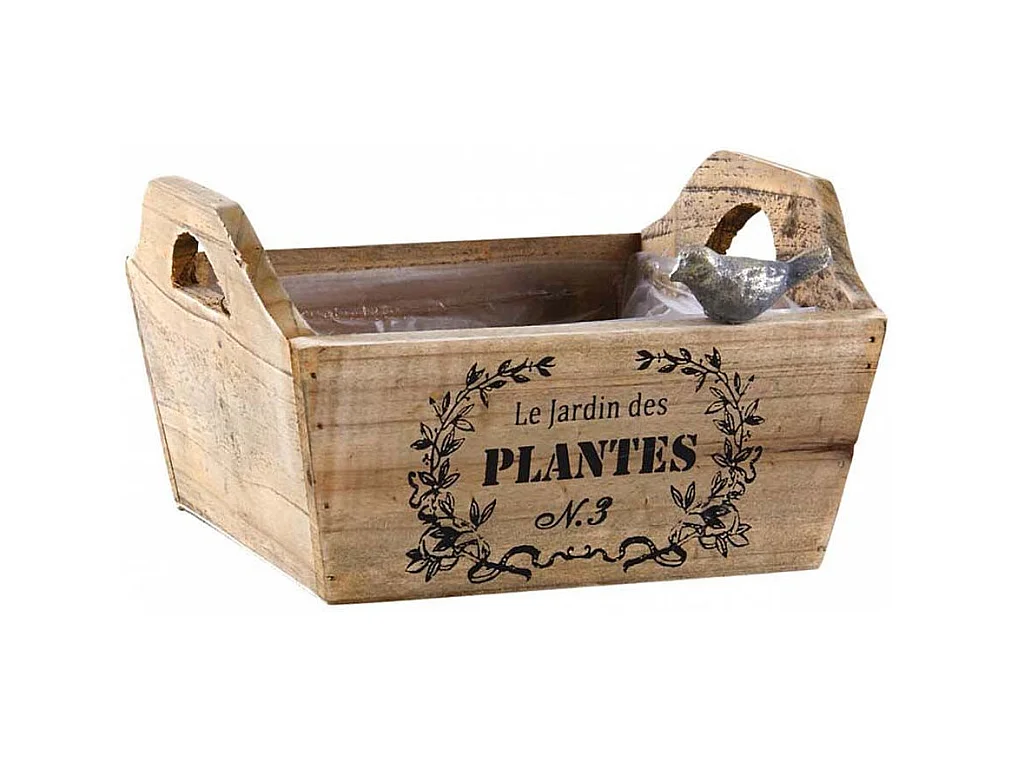 Corbeille en bois teinté Le jardin des plantes