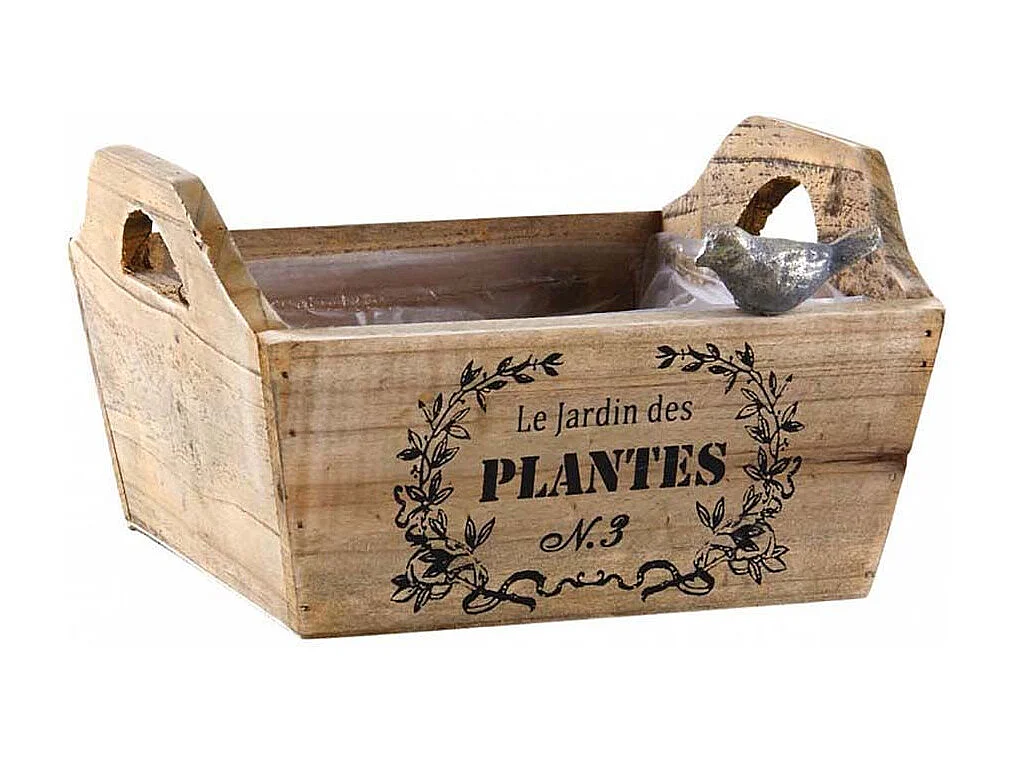 Corbeille en bois teinté Le jardin des plantes