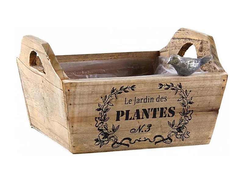 Corbeille en bois teinté Le jardin des plantes