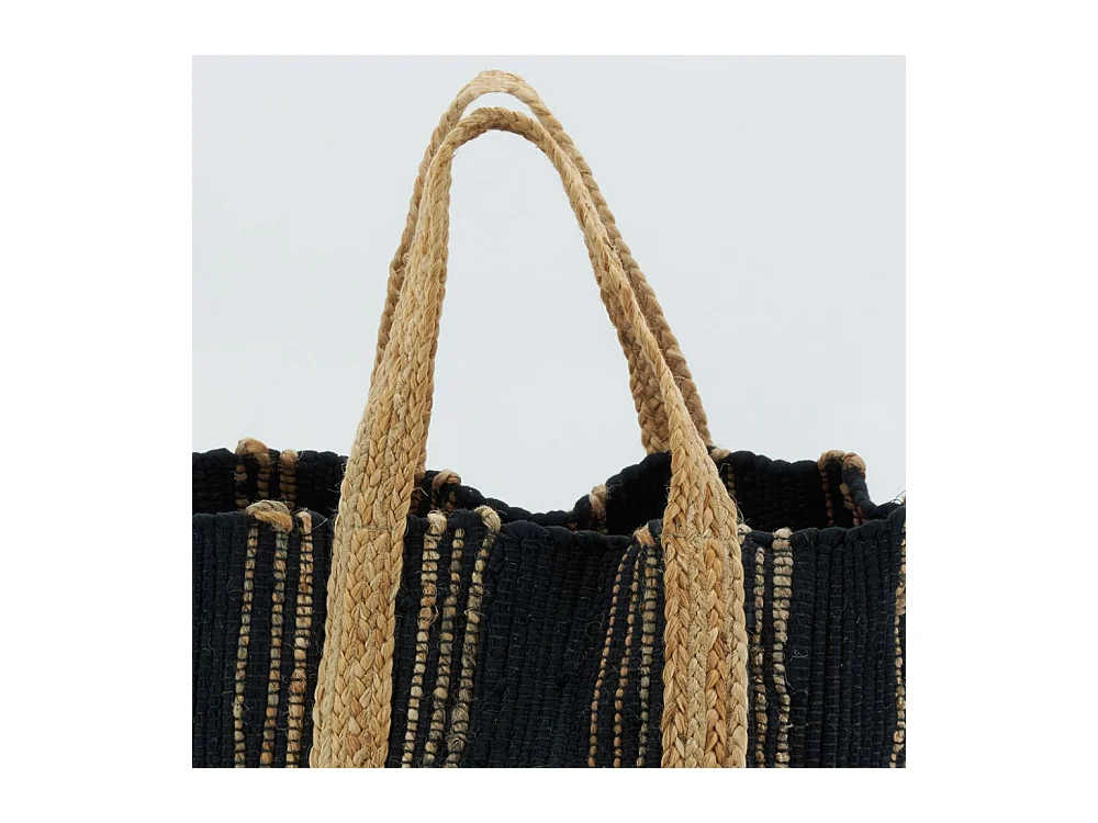 Corbeille de rangement en jute naturel et noir